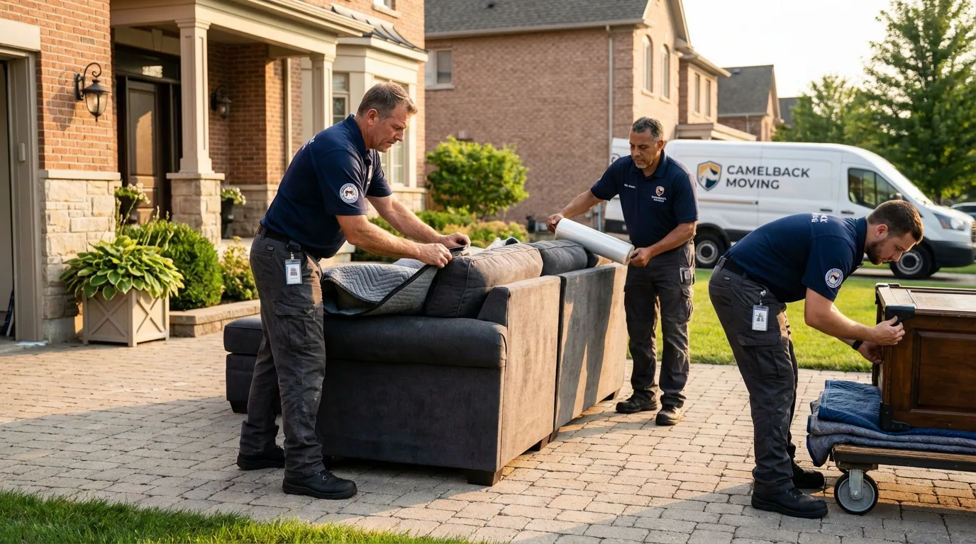 Large estate moving crew wrapping furniture in Hamlin, NY